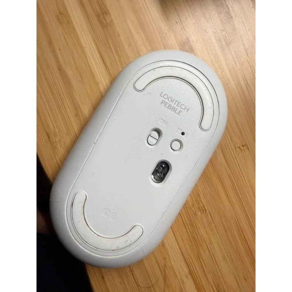 Logitech Pebble M350 Wireless Bluetooth Mouse Off White w/ Brown Bear
